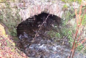 Water flowing under a bridge