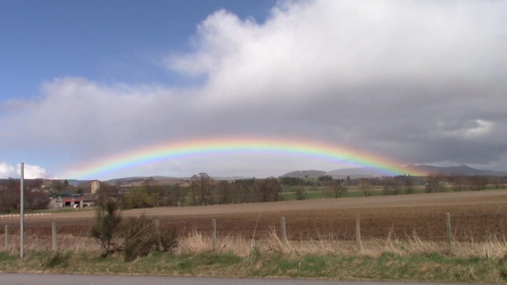 The rainbow indication a shower of rain